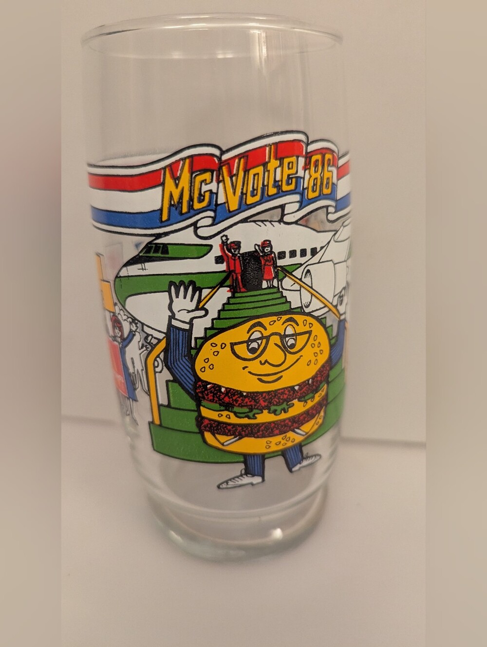Vintage 1986 Collectible McDonald's Corp BIGMAC McVote 86 Drinking Glass 6" Tall
